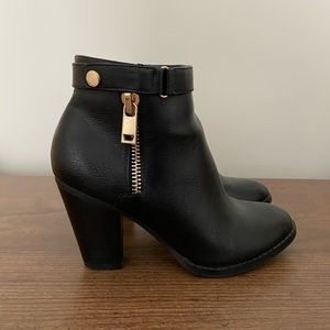 Black Booties with Gold Details